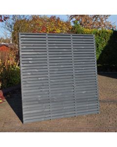 1800x1800mm Contemporary Double Slatted Fence Panel Grey