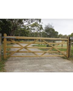 Somerset 9' Wide Green Softwood Treated 5 Bar PAR Gate L/H